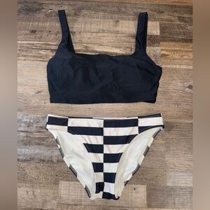 Aerie Wide Strap Scoop Bikini Top M & Basic Bikini Bottom S Set